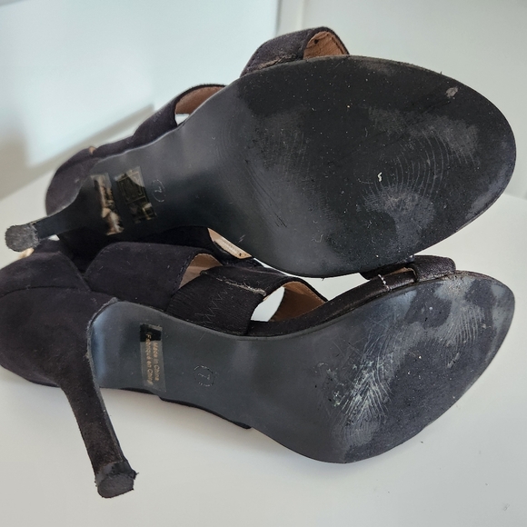 SERGIO BARI Black high heels suede sandals Size 7 - Picture 8 of 8